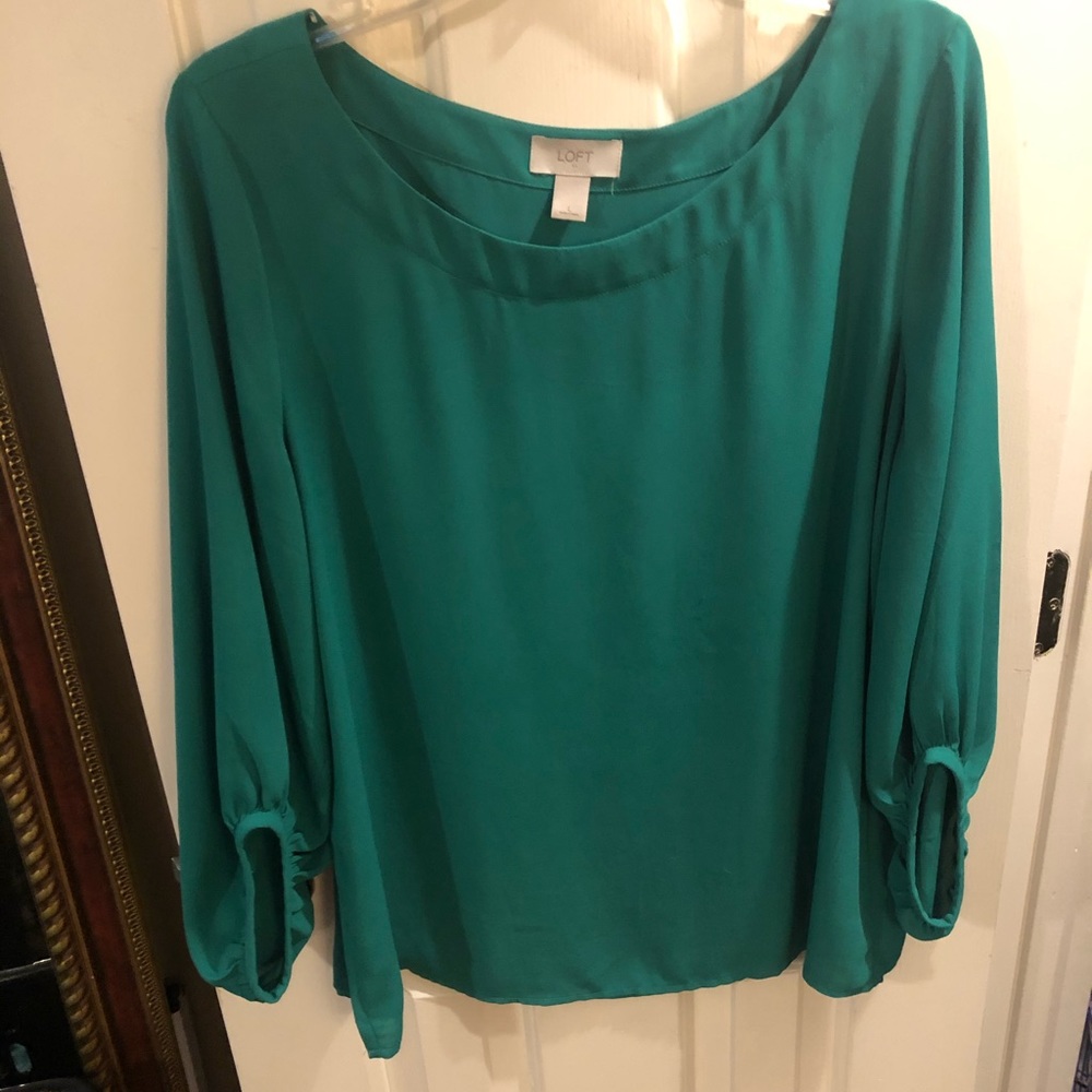 Green Long Sleeve Silk Blouse
